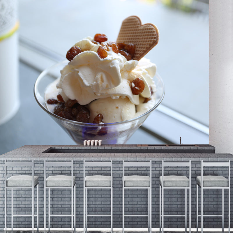 Modern Dessert Shop Wall Mural Decor with Ice Cream Pattern Eco-friendly Wallpaper