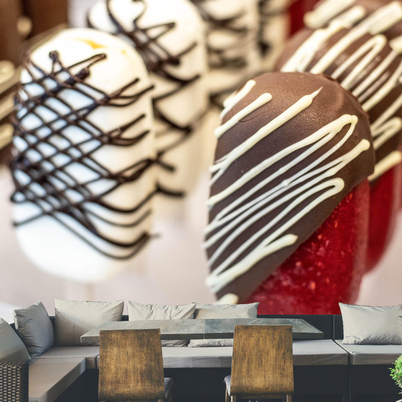 Ice Cream Mural Mildew Resistant Contemporary Wall Covering for Commercial Use