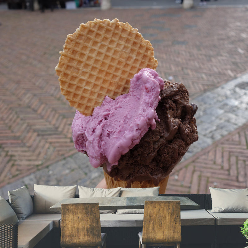 Dessert Shop Wall Mural Decor with Ice Cream Painting Eco-friendly Wallpaper
