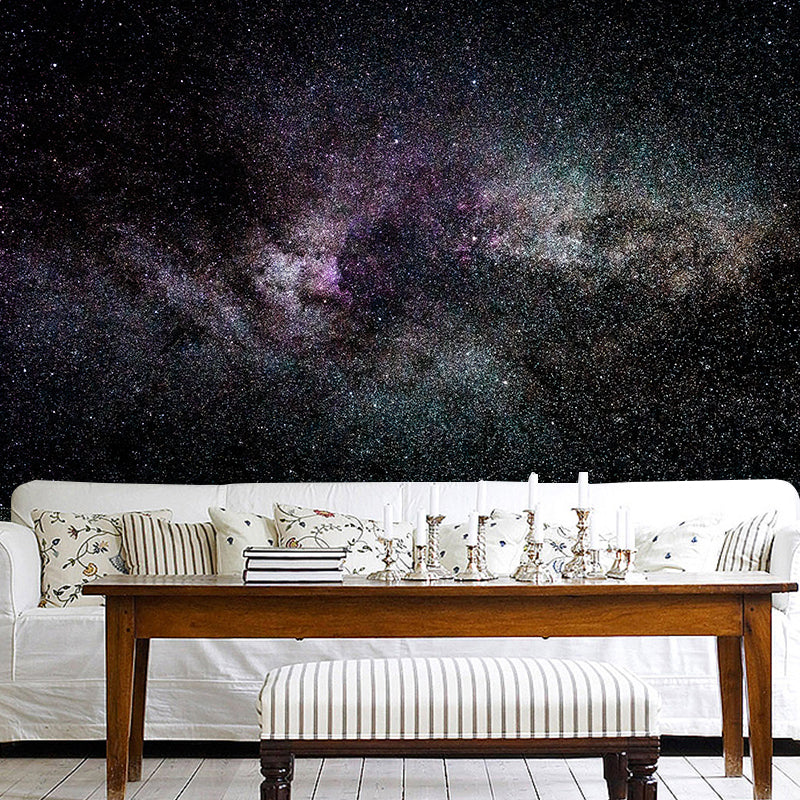 Starry Night Scenery Mural Wallpaper for Sitting Room, Custom Size Available