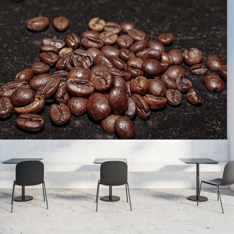 Coffee Beans Mural for Coffee Shop Stain Resistant Wall Covering, Custom Print