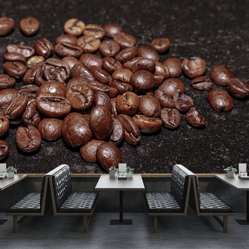 Coffee Beans Mural for Coffee Shop Stain Resistant Wall Covering, Custom Print