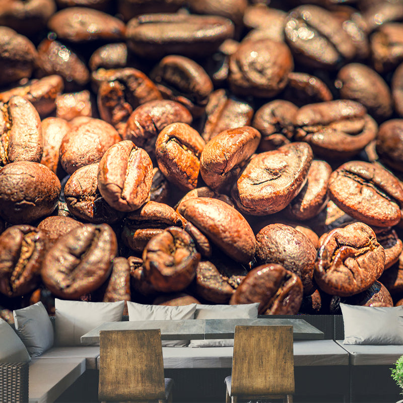 Coffee Beans Mural for Coffee Shop Stain Resistant Wall Covering, Custom Print