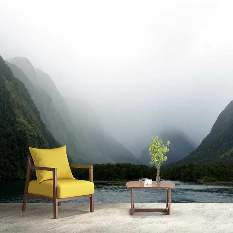 Modern Style Mountain Mural Environment Friendly Wall Covering for Sleeping Room