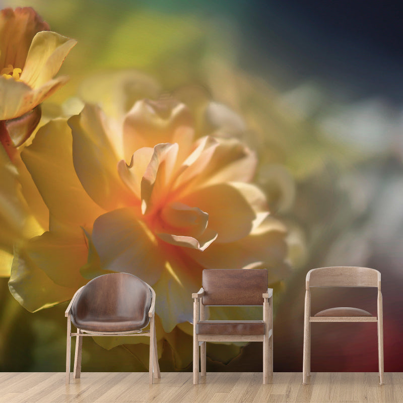 Customized Blooming Begonia Mural Wallpaper Contemporary for Guest Room Decor