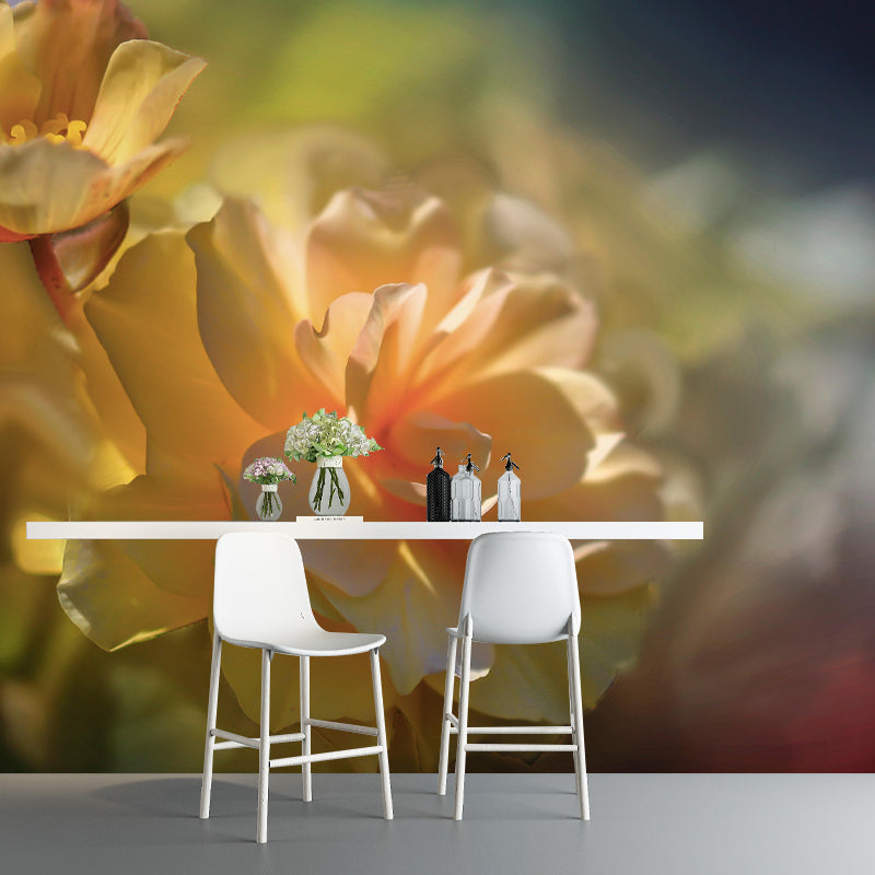 Customized Blooming Begonia Mural Wallpaper Contemporary for Guest Room Decor