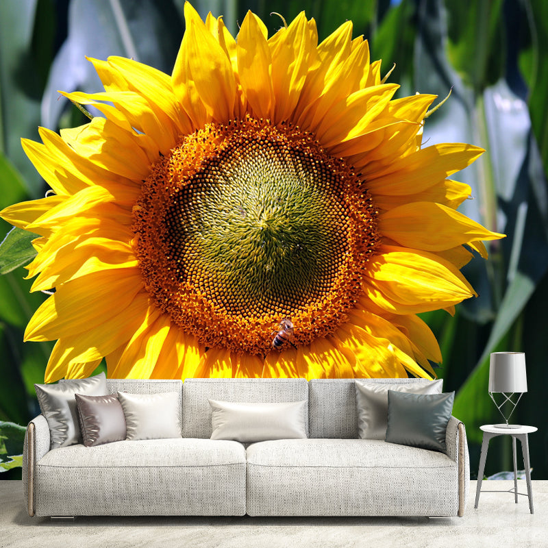 Customized Blooming Sunflower Mural Wallpaper Contemporary for Guest Room Decor
