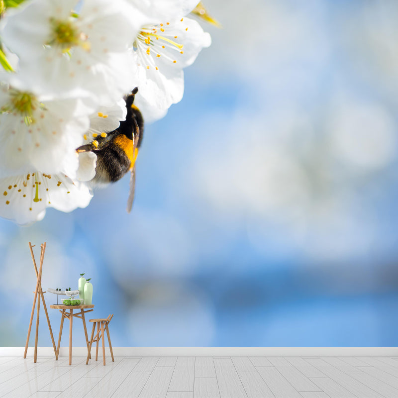 Customized Cherry Blossoms Mural Wallpaper Contemporary for Guest Room Decor