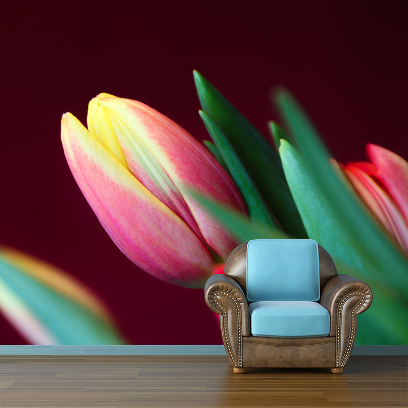 Customized Tulip Bud Mural Wallpaper Contemporary for Guest Room Decor