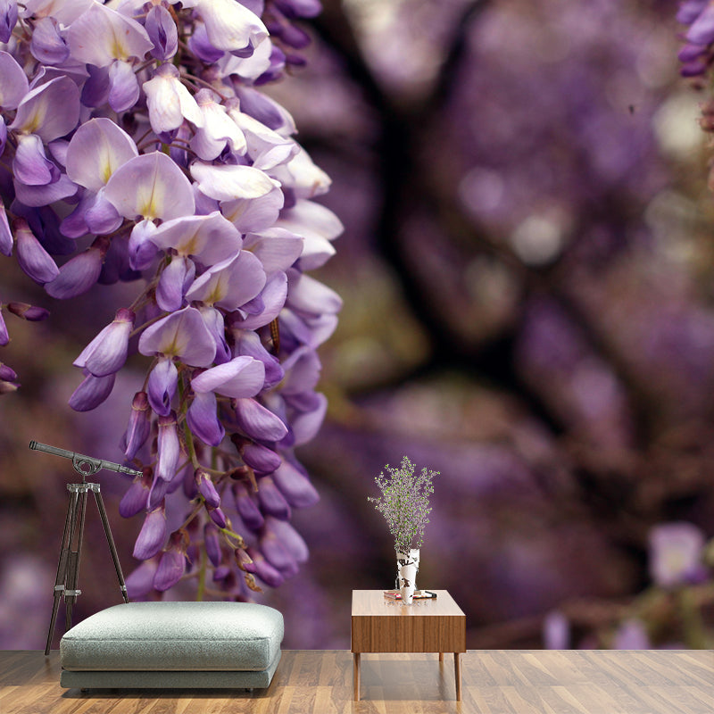 Wisteria Flower Wall Mural Mildew Resistant Home Decoration for Bedroom