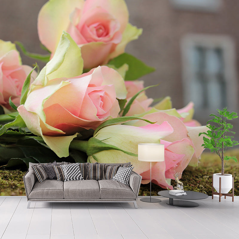 Delicate Rose Mural Eco-friendly Wallpaper Wall Covering for Sleeping Room