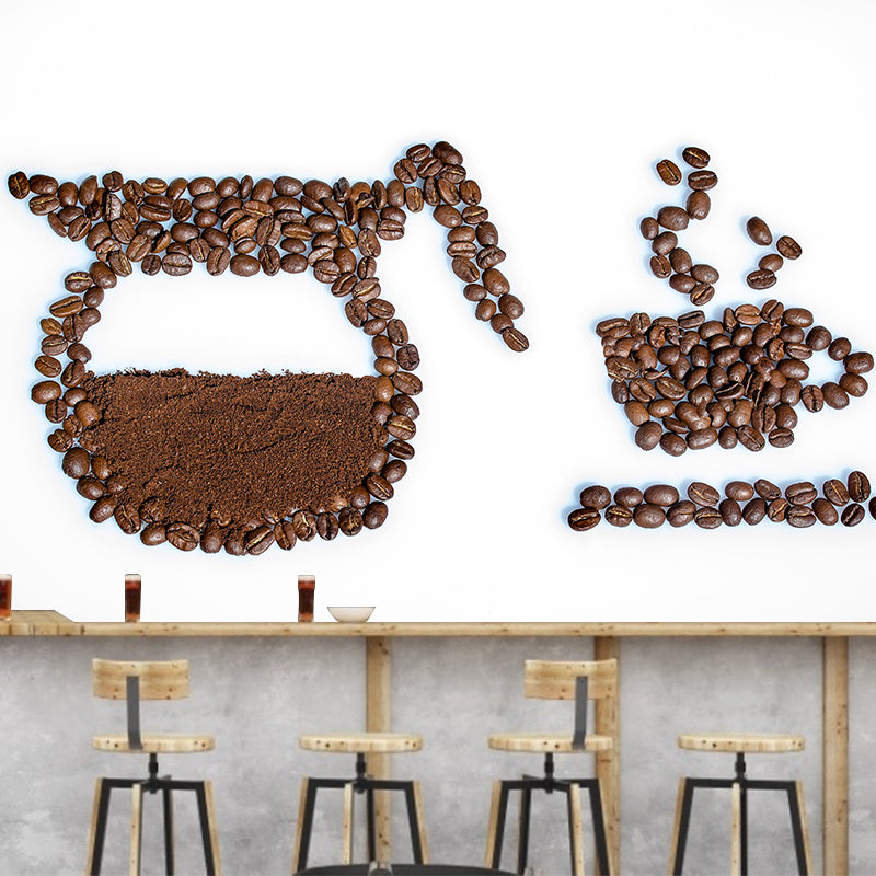 Soft Color Coffee Beans Wallpaper Murals Environment Friendly for Coffee Shop
