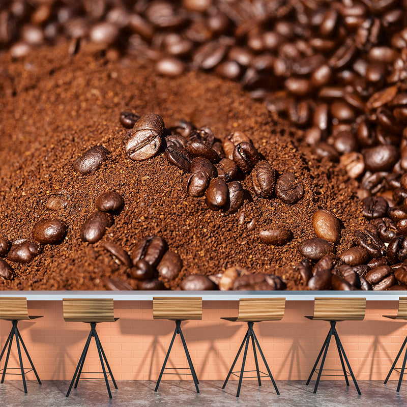Soft Color Coffee Beans Mural Contemporary Wallpaper for Shop Interior Decoration