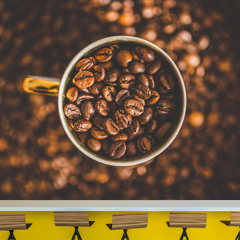 Soft Color Coffee Beans Mural Contemporary Wallpaper for Shop Interior Decoration