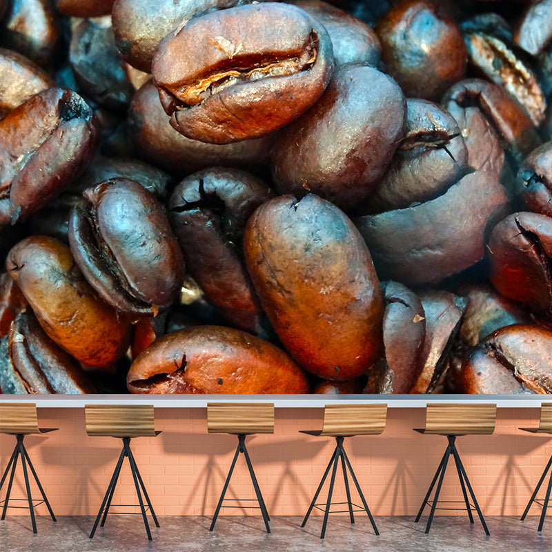 Contemporary Coffee Beans Mural Wallpaper for Shop Interior Decoration