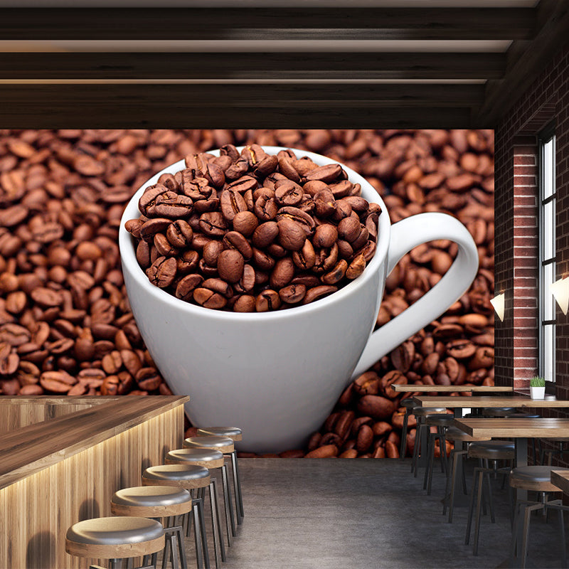 Horizontal Photography Coffee Beans Wallpaper Murals Eco-friendly for Coffee Shop