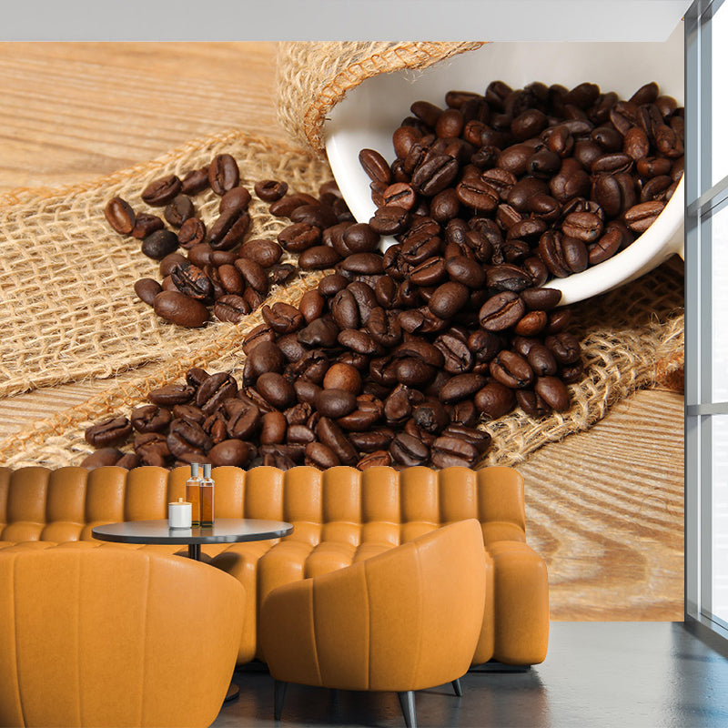 Customized Coffee Beans Mural Contemporary Wallpaper for Shop Decoration