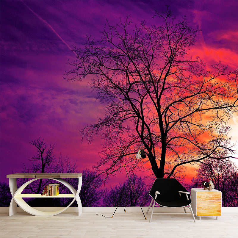 Sky Landscapes Mural Contemporary Wall Covering Soft Color Wallpaper for Dining Room