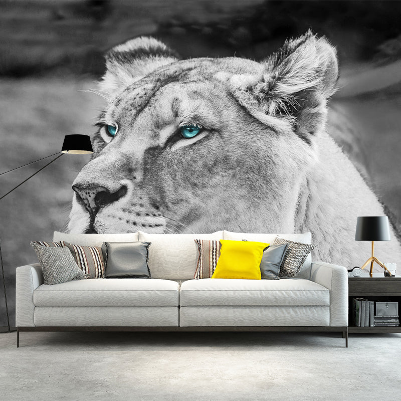 Ferocious Animal Lion Mural Decal Customized Contemporary Wall Covering