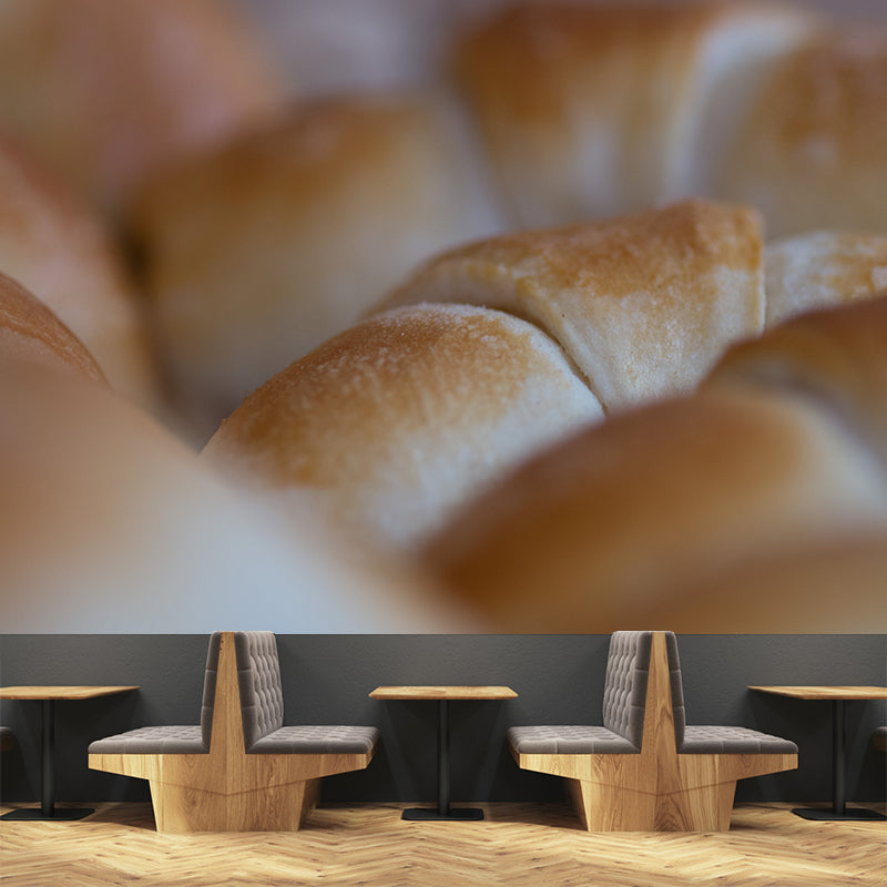 Bread Dessert Mural Wallpaper Contemporary Wall Covering for Bakery, Water Resistant