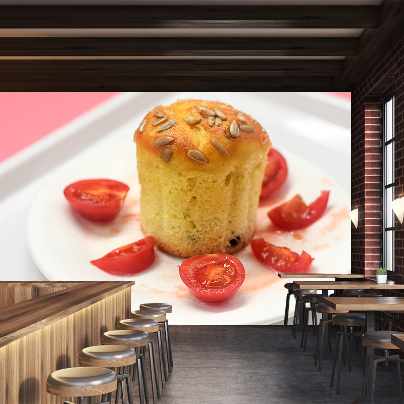 Cake Desserts Mural Wallpaper Moisture Resistant Modern Cake Shop Wall Covering