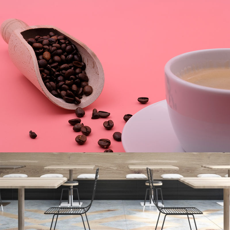 Cafe Interior Decoration Mural Wallpaper Coffee Beans Wall Covering, Waterproofing