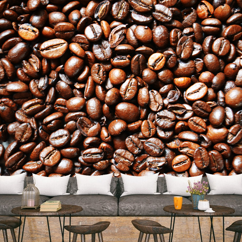 Cafe Interior Decoration Mural Wallpaper Coffee Beans Wall Covering, Waterproofing