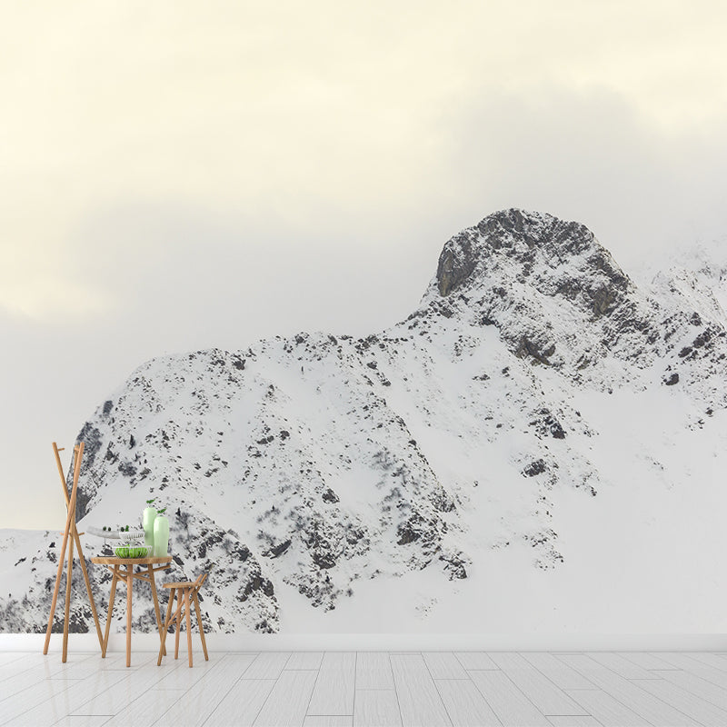 Winter Snow Mountain Scenery Wall Covering for Living Room, Water Resistant