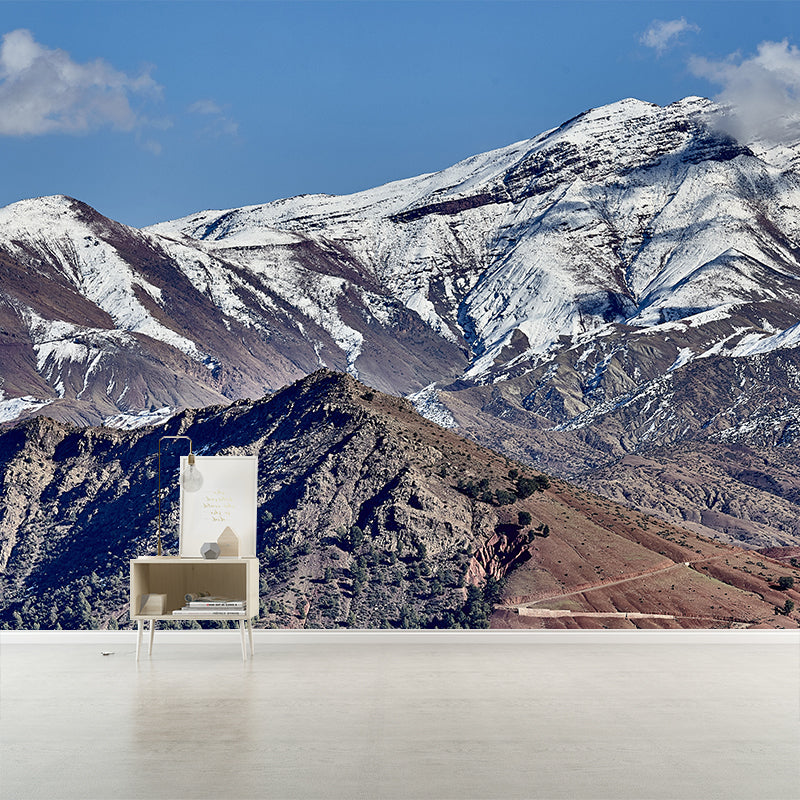 Winter Snow Mountain Scenery Wall Covering for Living Room, Water Resistant