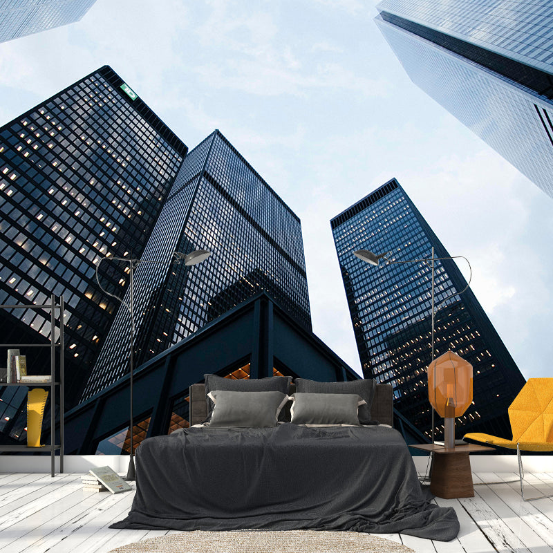 Skyscrapers Mural Wallpaper Custom-Made Wall Covering for Meeting Room