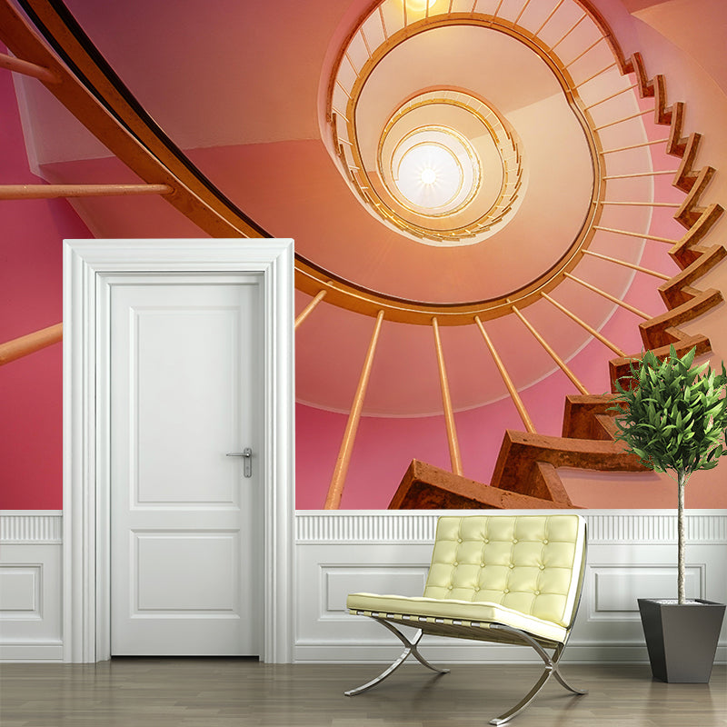 Customized Spiral Staircase Mural Wallpaper Mildew Resistant Wall Decor