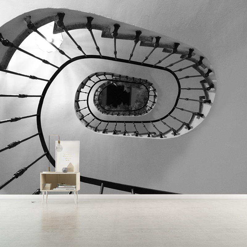 Spiral Staircase Mural Wallpaper Custom-Made Wall Covering for Sitting Room