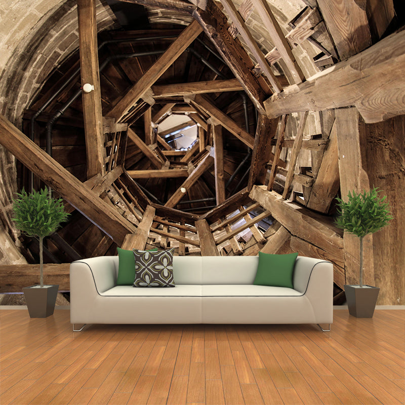 Customized Spiral Staircase Mural Wallpaper Mildew Resistant Wall Decor for Bedroom