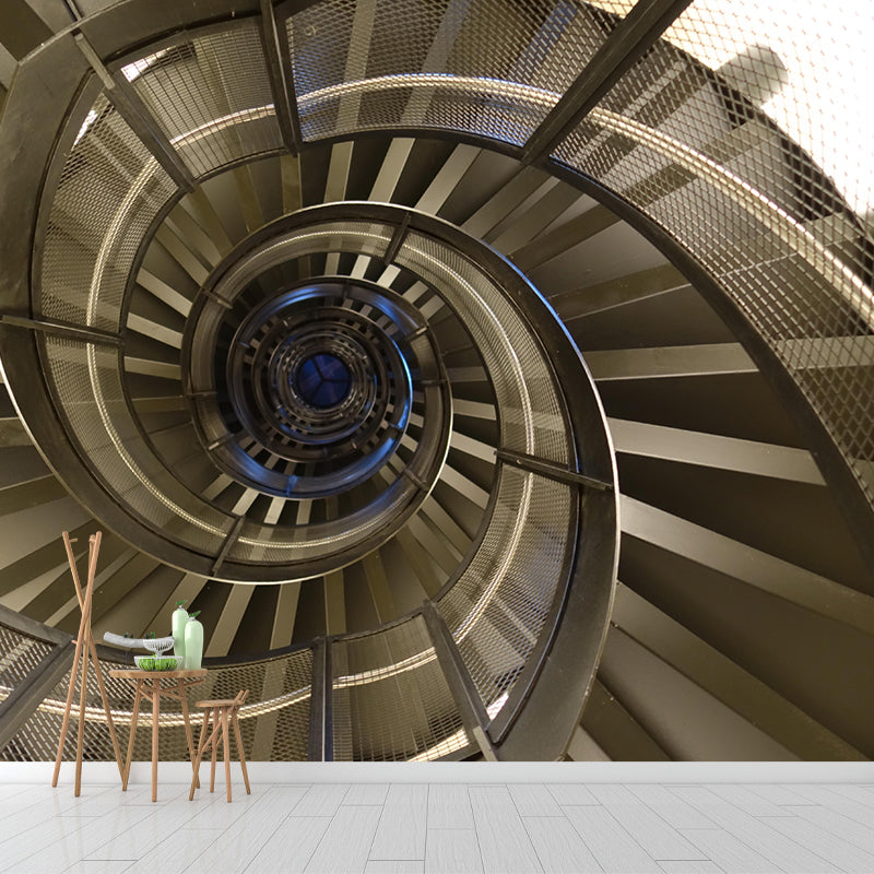 Customized Spiral Staircase Mural Wallpaper Mildew Resistant Wall Decor for Bedroom