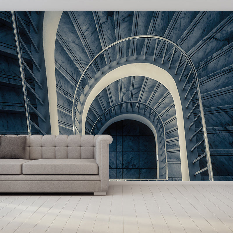 Customized Spiral Staircase Mural Wallpaper Mildew Resistant Wall Decor for Meeting Room