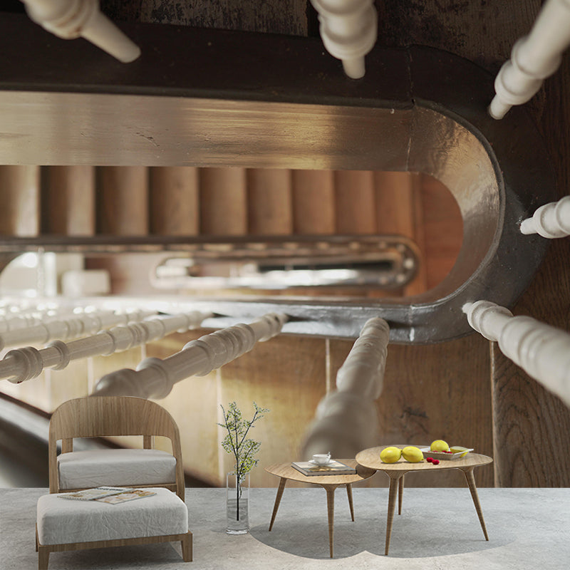 Customized Spiral Staircase Mural Wallpaper Mildew Resistant Wall Decor for Meeting Room