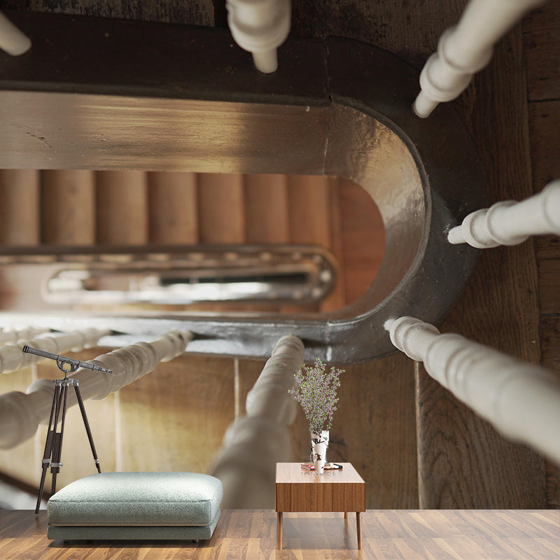 Customized Spiral Staircase Mural Wallpaper Mildew Resistant Wall Decor for Meeting Room