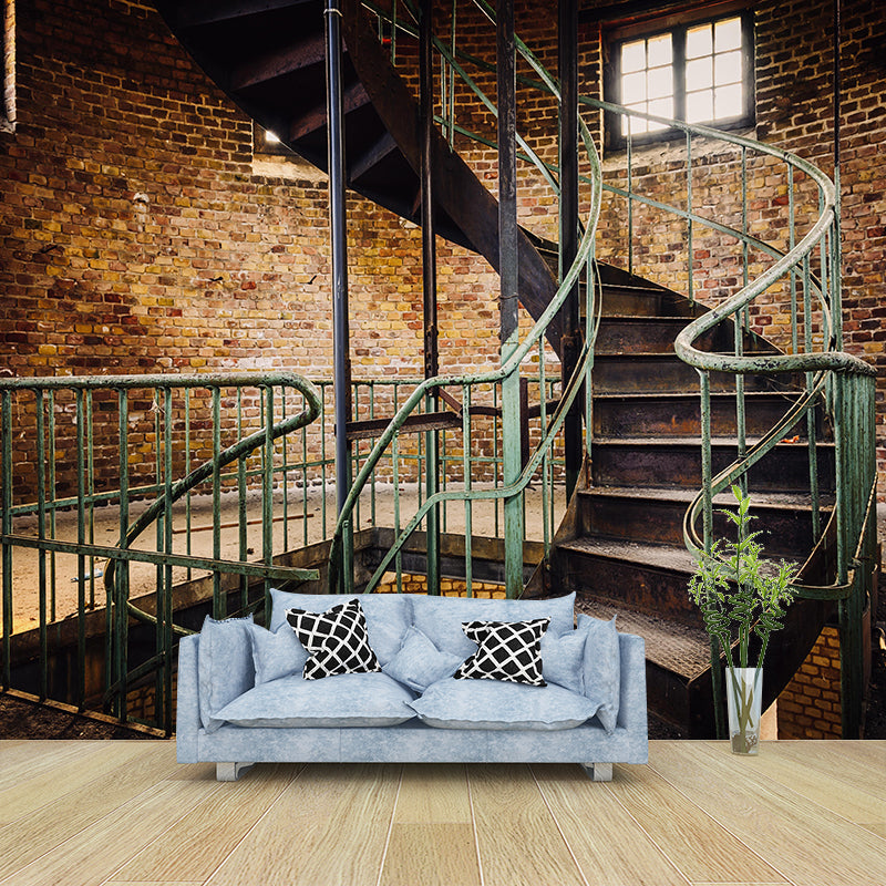 Customized Spiral Staircase Mural Wallpaper Mildew Resistant Wall Decor for Meeting Room