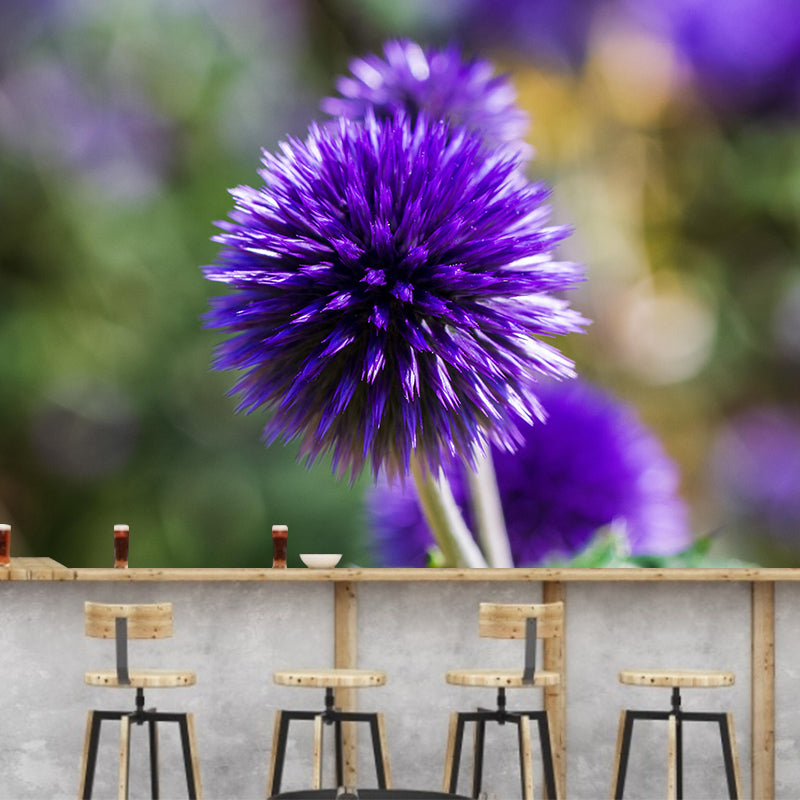 Customized Thistle Flower Mural Wallpaper Waterproofing Wall Decor for Meeting Room