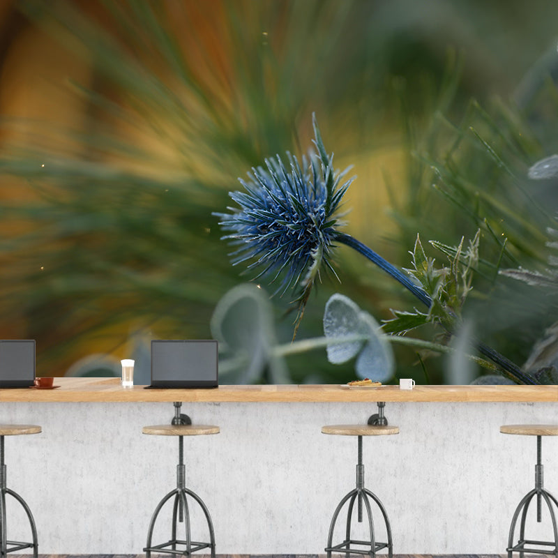 Customized Thistle Flower Mural Wallpaper Waterproofing Wall Decor for Meeting Room