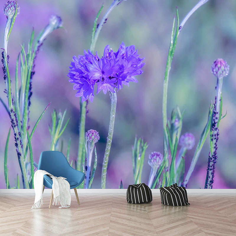 Customized Cornflower Mural Wallpaper Waterproofing Wall Decor for Meeting Room