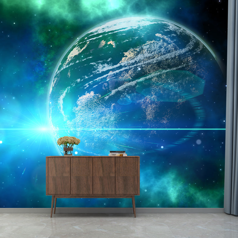 Outer Space Mural Wallpaper Creative Wall Covering for Kids Nursery Bedroom