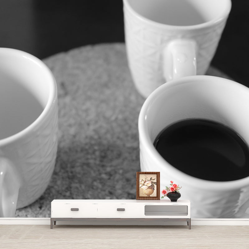 Cup of Coffee Mural Mildew Resistant for Coffee Shop, Moisture Resistant