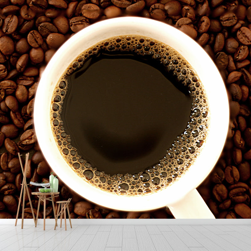 Cup of Coffee Mural Mildew Resistant for Coffee Shop, Moisture Resistant