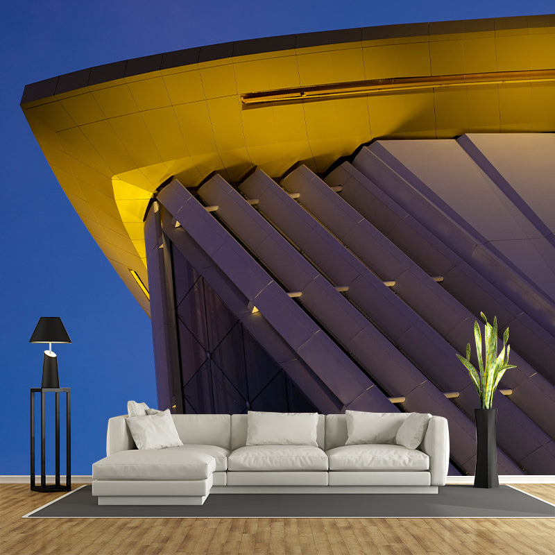 Night City Building Wall Mural Contemporary Style for Meeting Room, Moisture Resistant