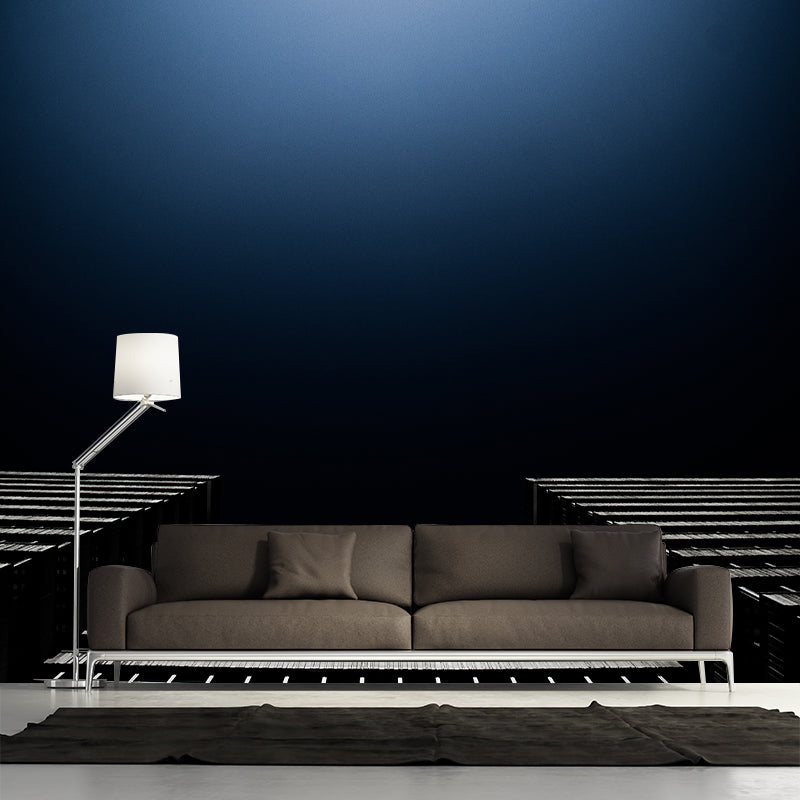 Night City Building Wall Mural Contemporary Style for Meeting Room, Moisture Resistant