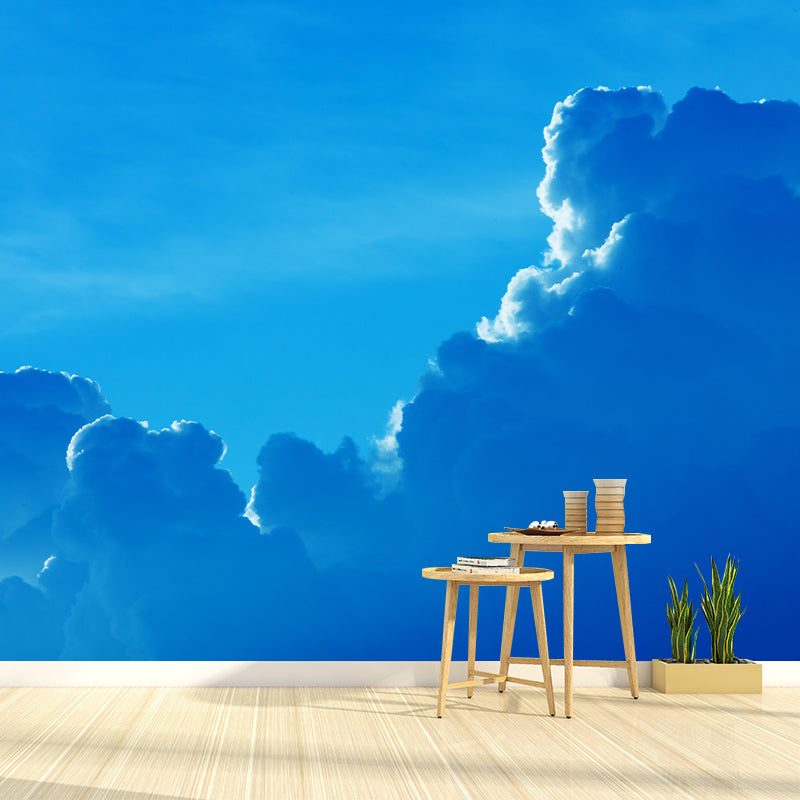 Blue Sky Mural Wallpaper Photography Sleeping Room Wall Decor for Home