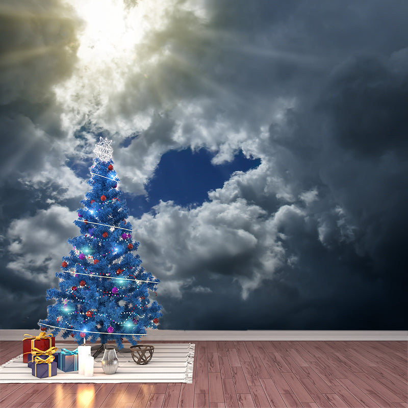 Blue Sky Mural Wallpaper Photography Sleeping Room Wall Decor for Home