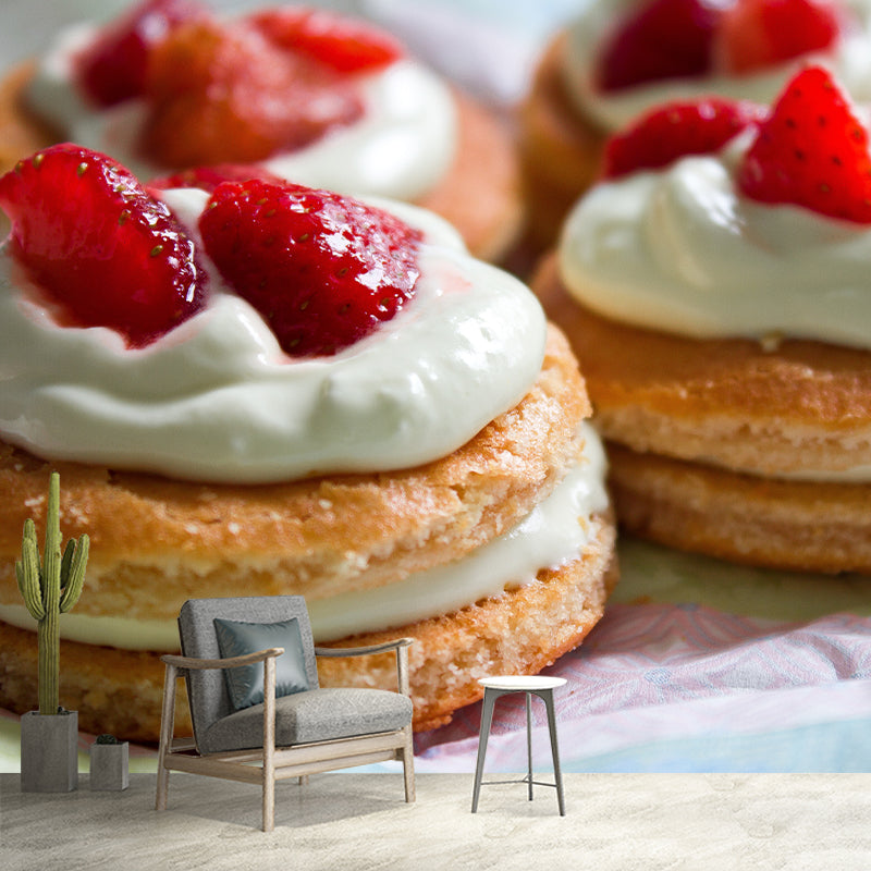 Sweet Dessert Mural Wallpaper Mildew Resistant Coffee Shop Wall Decor, Personalised Size