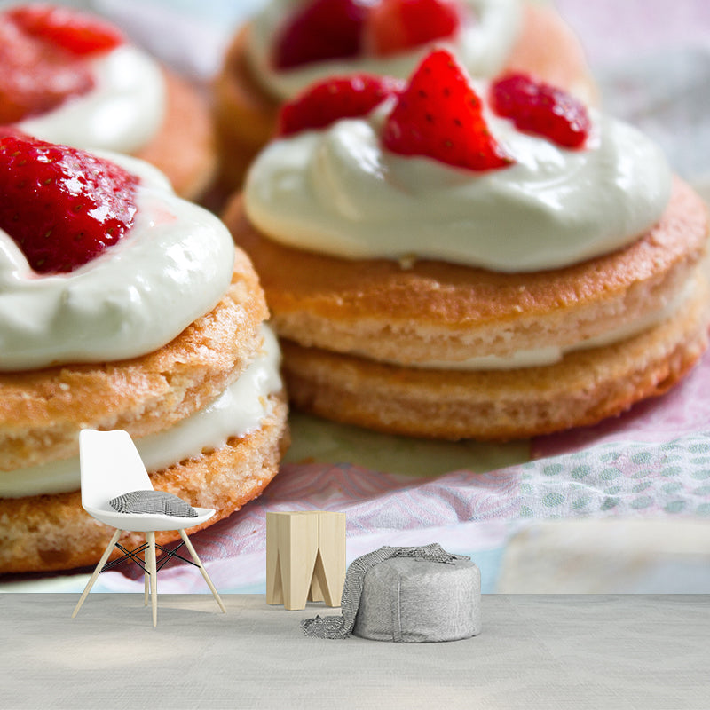 Sweet Dessert Mural Wallpaper Mildew Resistant Coffee Shop Wall Decor, Personalised Size